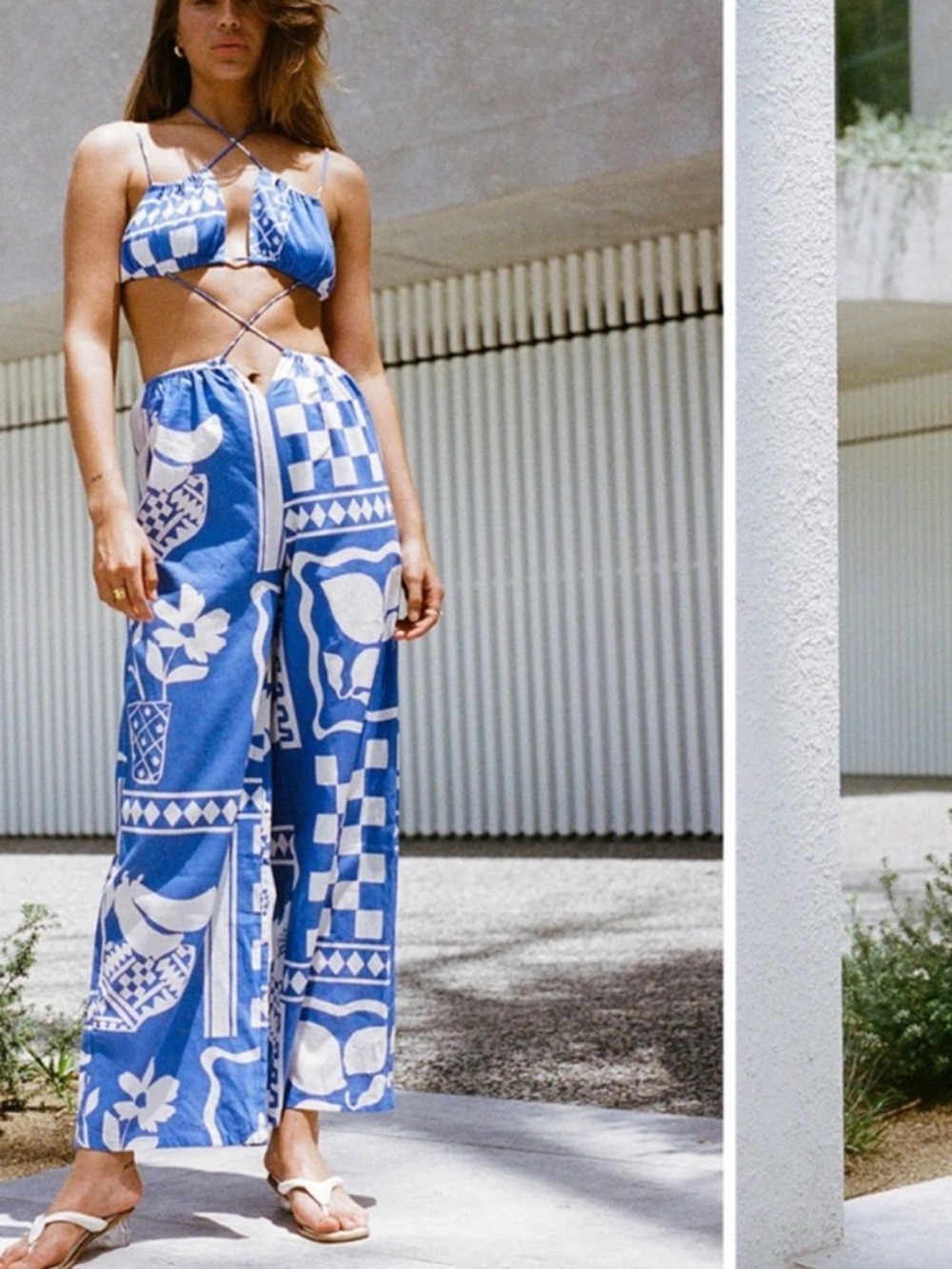 SABO skirt backless Brighton jumpsuit in lemoni blue